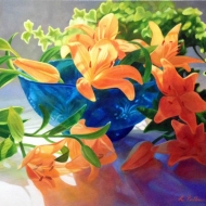 Lilies-and-a-Blue-Bowl